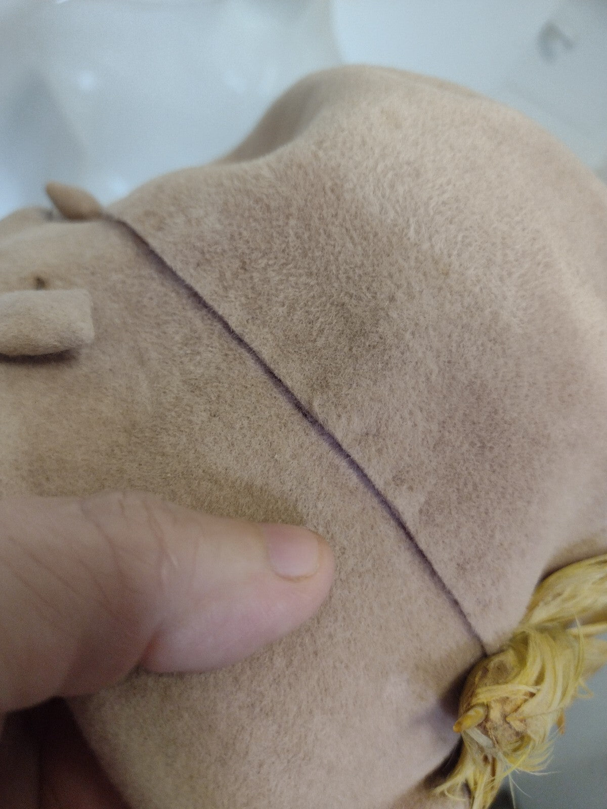 Vintage 1920s 1930s Custom Cloche Hat Velour Felt Feather Art Deco Flapper