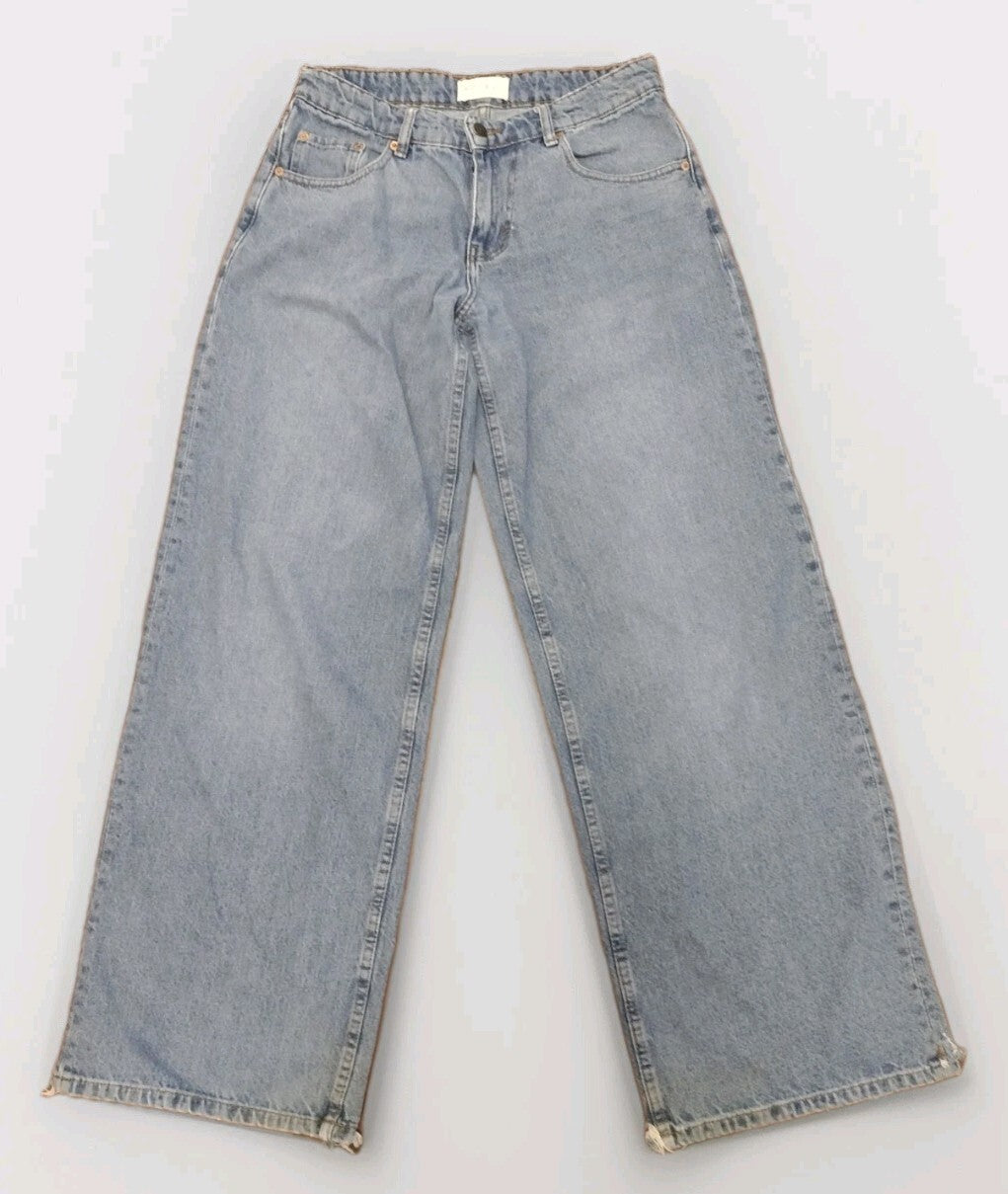 Motel Rocks Denim 28/34 Women’s Wide Leg Jeans Y2K Streetwear High Waist Rigid