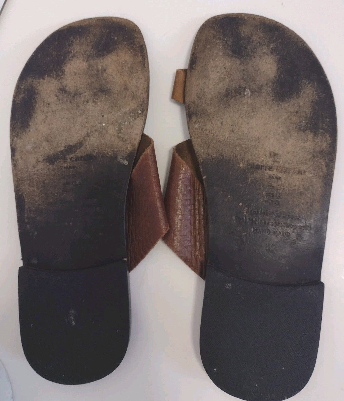 Pierre Cardin Leather Toe Loop Sandals Mens EU 42 US 8.5 9 Handmade Brown India