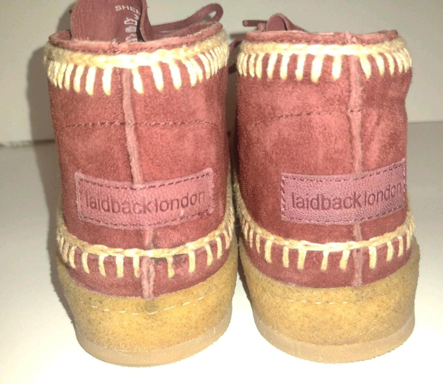 Laidback London Shenje Burgundy Suede Boots Women’s 39 Handmade Crepe Sole