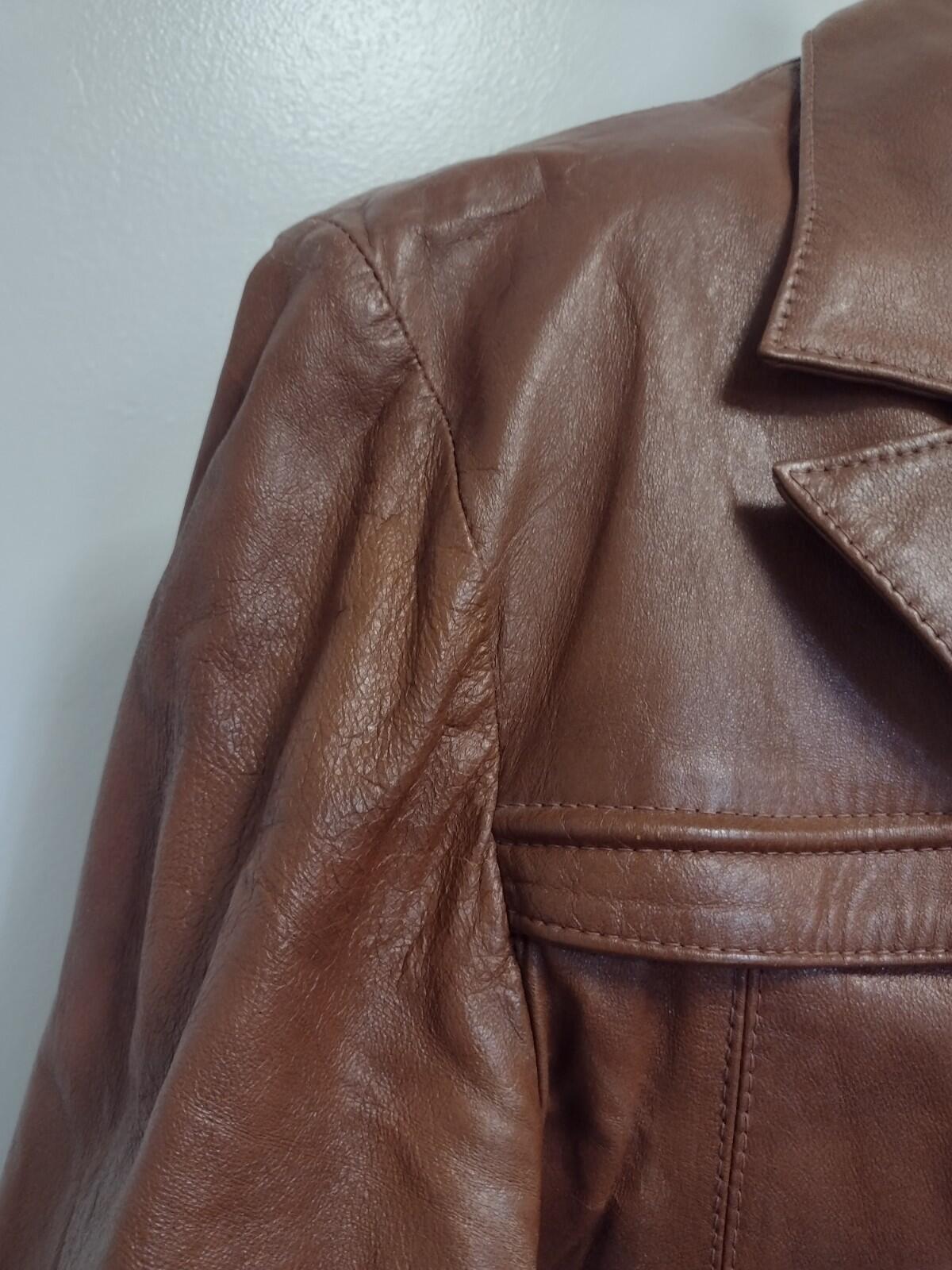 Vintage 70s Bernardo Mexico Leather Jacket 46 Cognac Brown Western Style