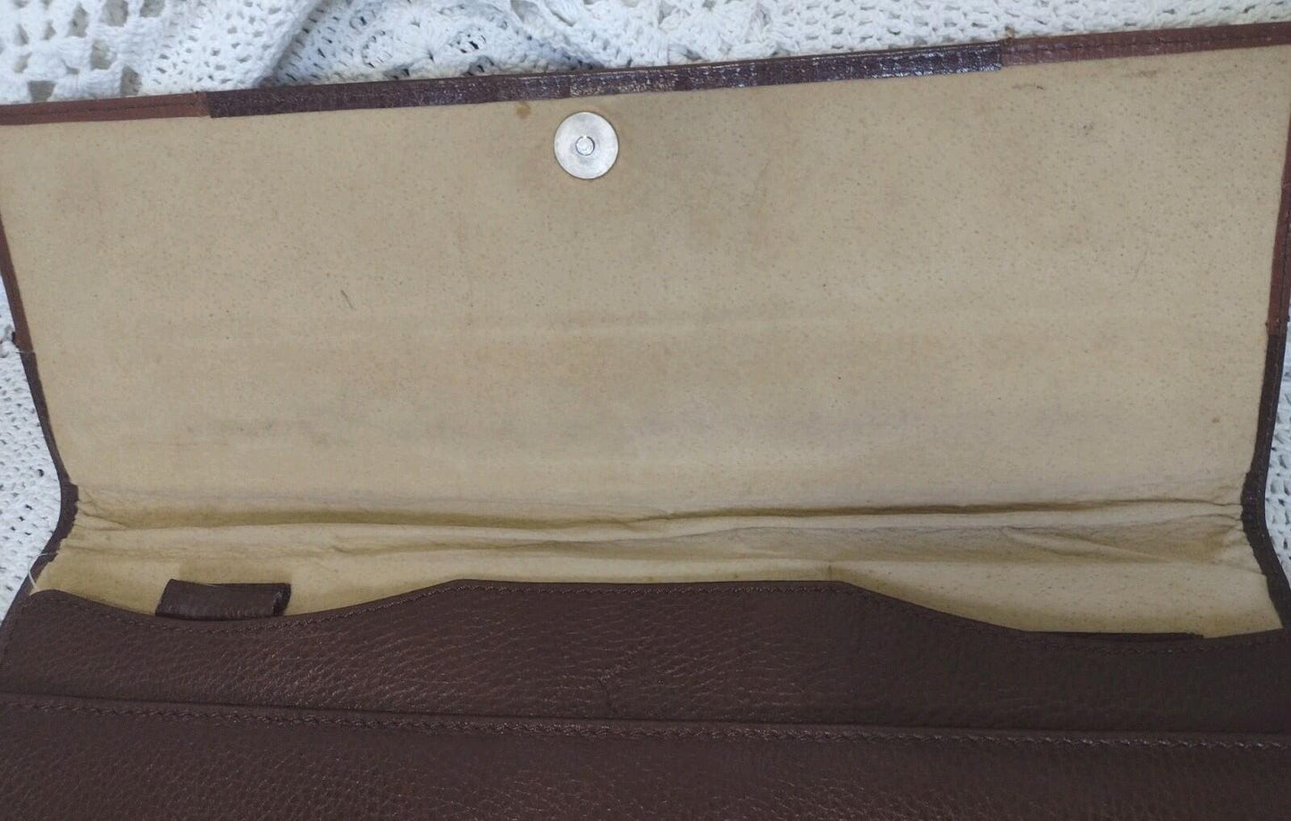 VTG 70s AKA Sorority Leather Folio Portfolio Embossed Shield Brown Document Case