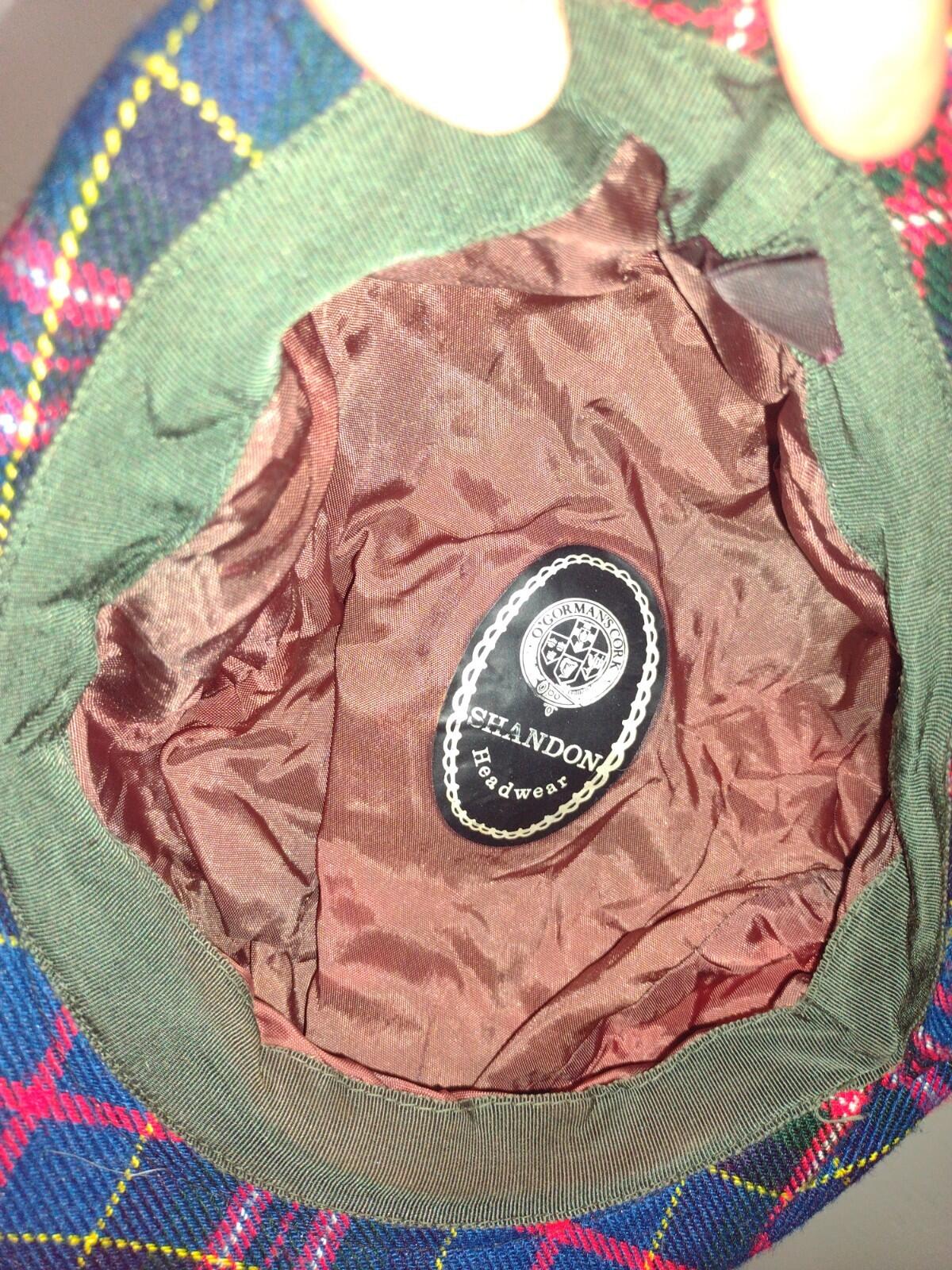 Vintage 50s Shandon Headwear Tartan Wool Tam Balmoral Hat Red Toorie 7 1/4 59