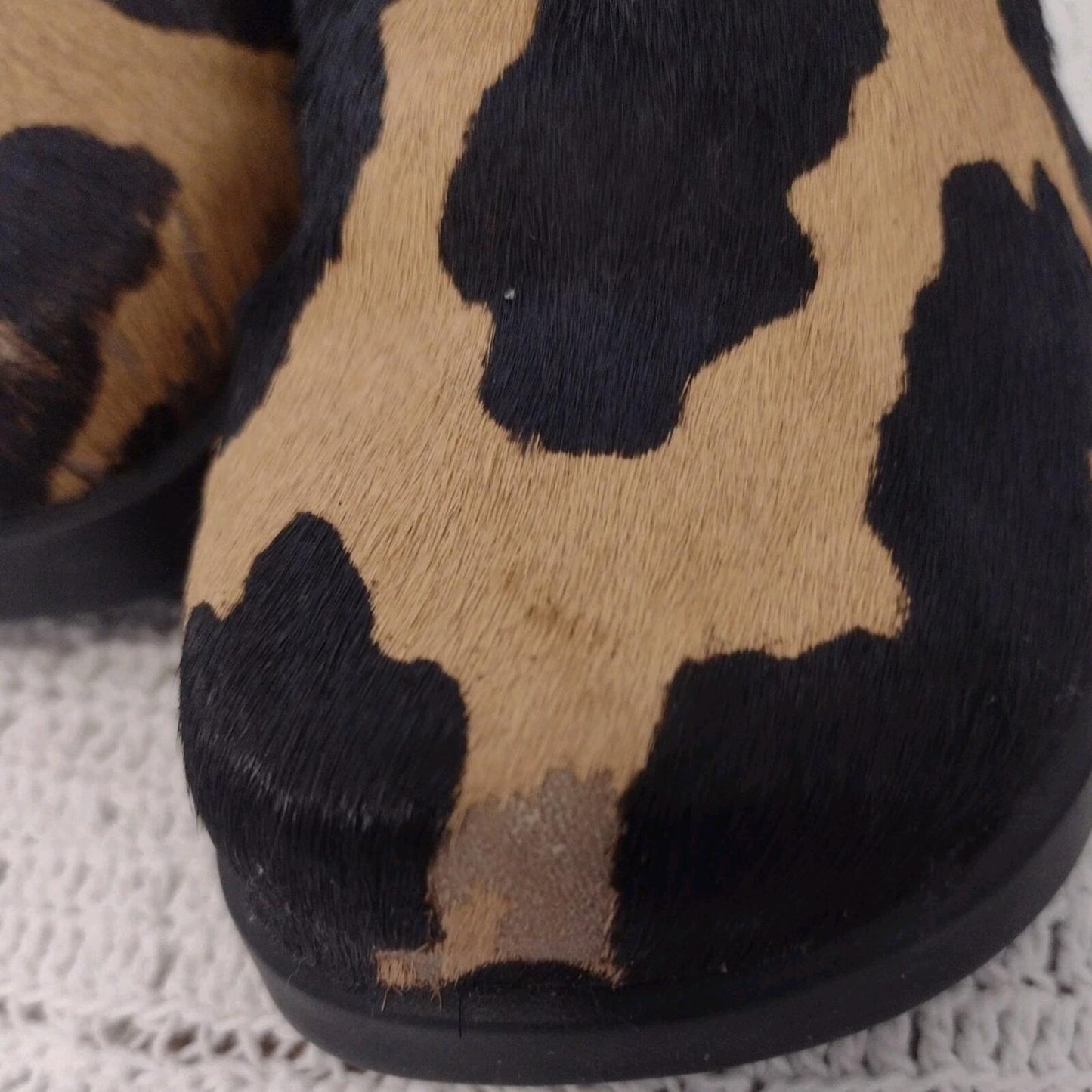 Retired VTG OS By Artifacts Pony Hair Brown Black Clogs Rubber Sole Sz 7