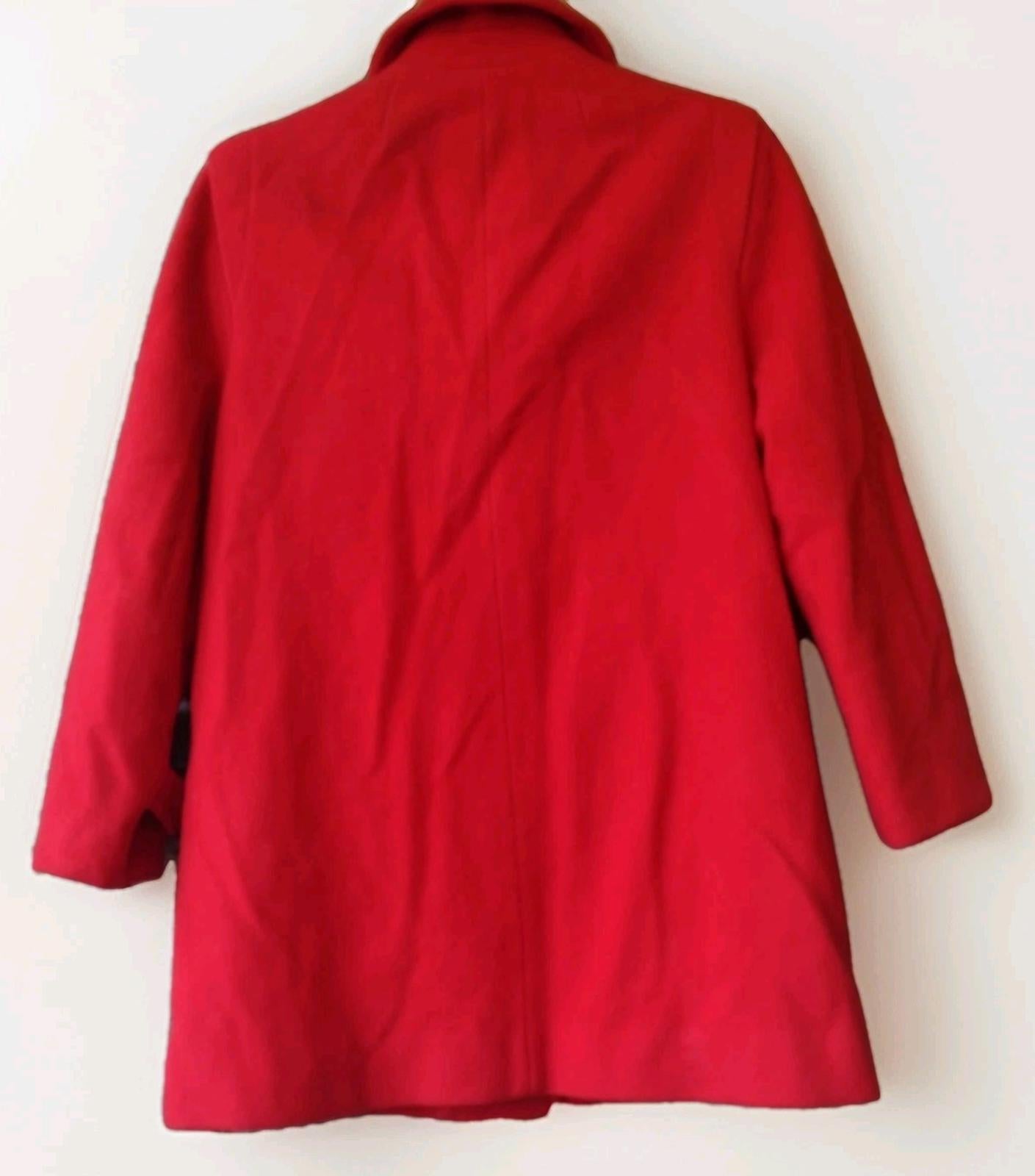1970s Red Wool Single-Breasted Coat ILGWU Union Made USA Wool Satin Lined S/M -W