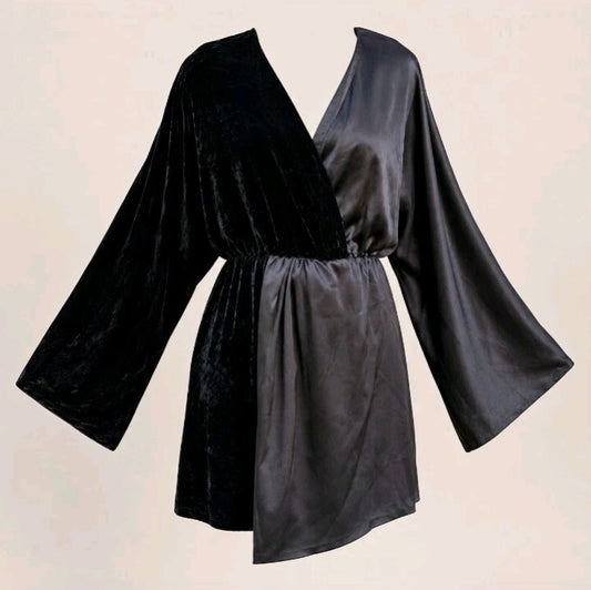 House of Harlow 1960 x REVOLVE Mini Dress Tunic Velvet Satin Goth Party Black S