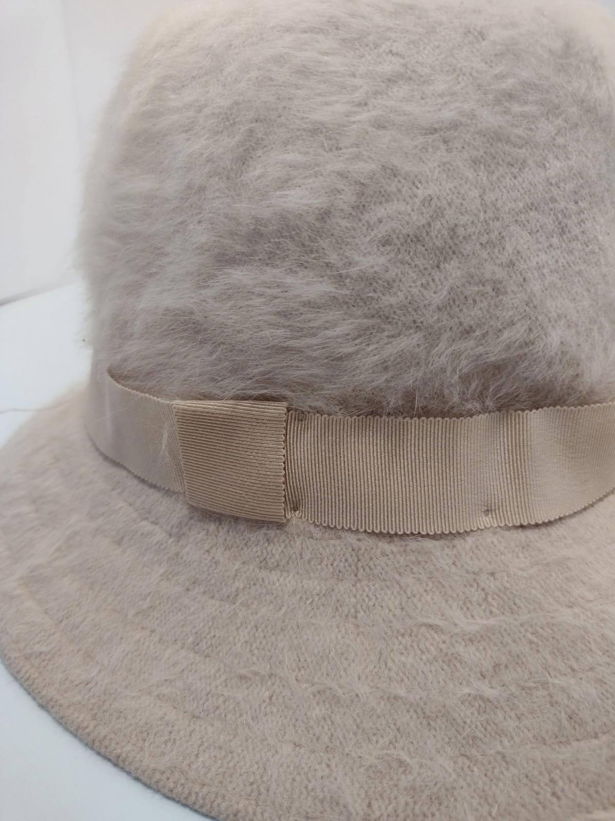 Vintage Kangol Furgora Wide Brim Hat Made in England Beige Plush 20.5”