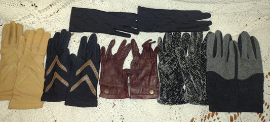 Women’s VVTG & Contemporary Gloves Lot 6 prs Leather Wool Nylon M/L Mixed Brand