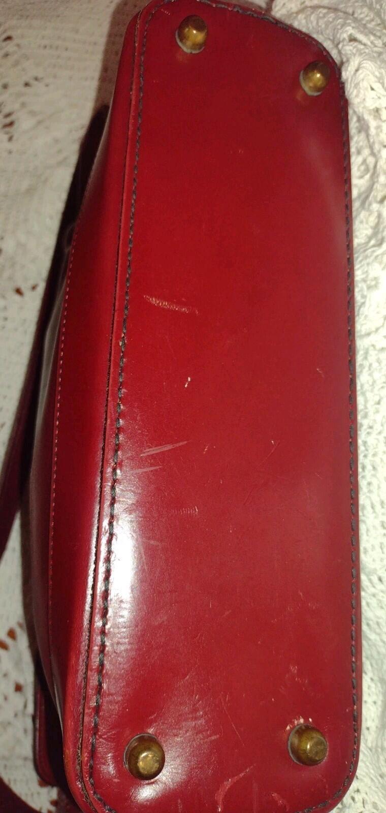 Vintage 70s John Romaine Oxblood Leather Shoulder Bag Crest Logo Brass Feet 12x8