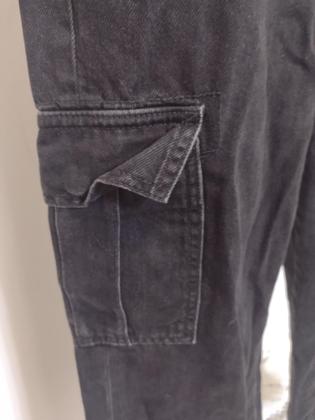 Aeropostale High Rise Wide Leg Cargo Jeans Black Y2K Streetwear Women's Sz 0 Reg