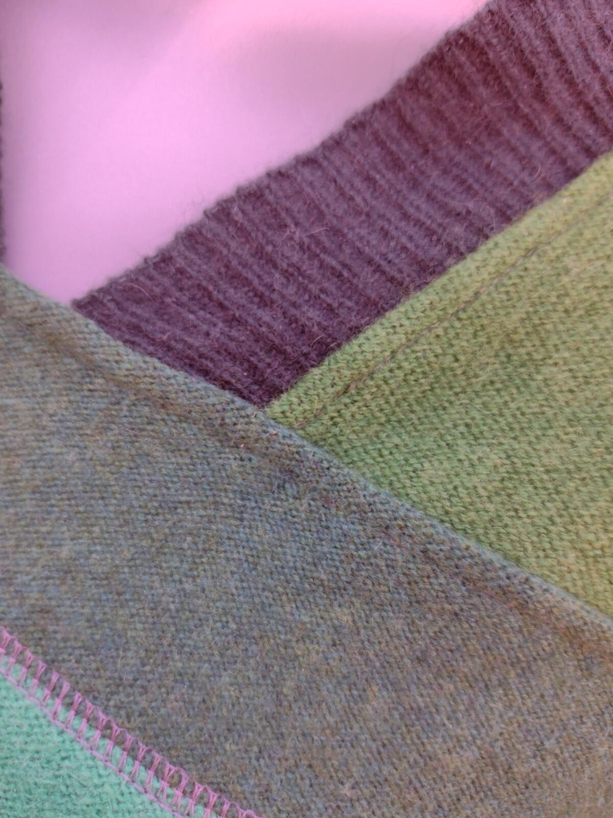 VTG 60s Mod Colorblock Knit Top Green Patchwork Brushed Thin Sweater Women's S