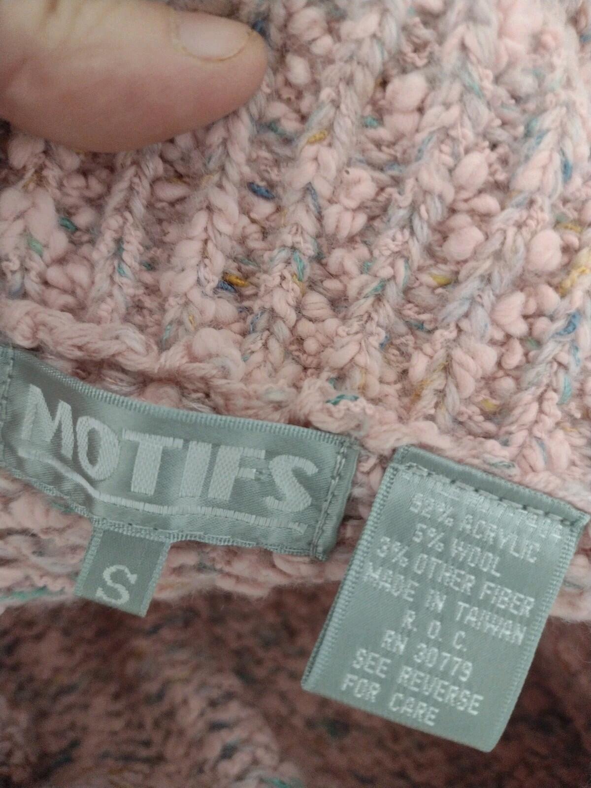 VTG 90s Motifs Popcorn Knit Tweed Sweater Vest Pink Speckled Double Breasted S