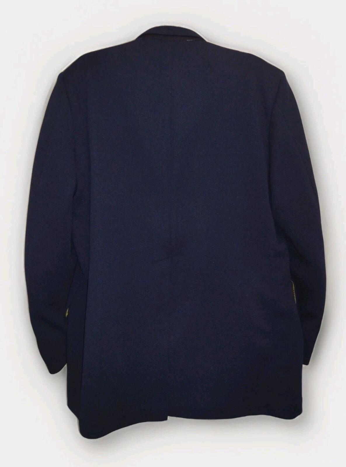 VTG 60s McGregor Navy Poly Blazer 2 Button Gold Crest 44R