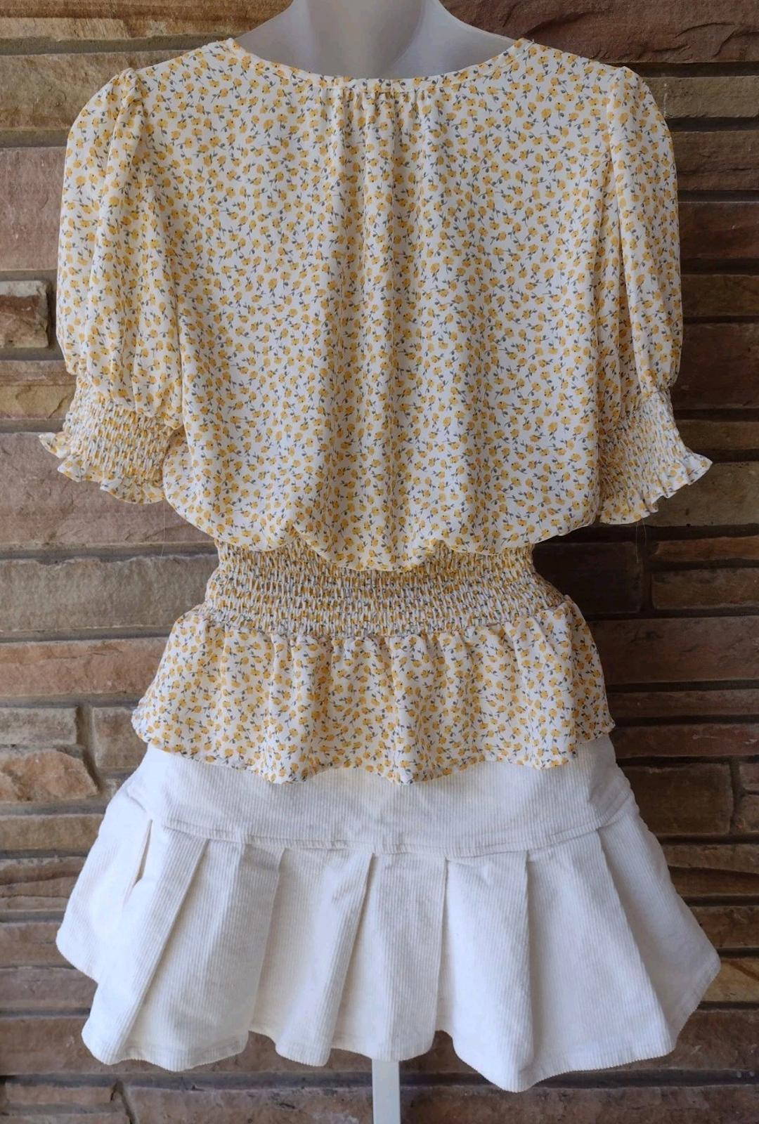 Y2K Floral Crop Top & Corduroy Pleated Skort Set S Sienna Sky Forever 21