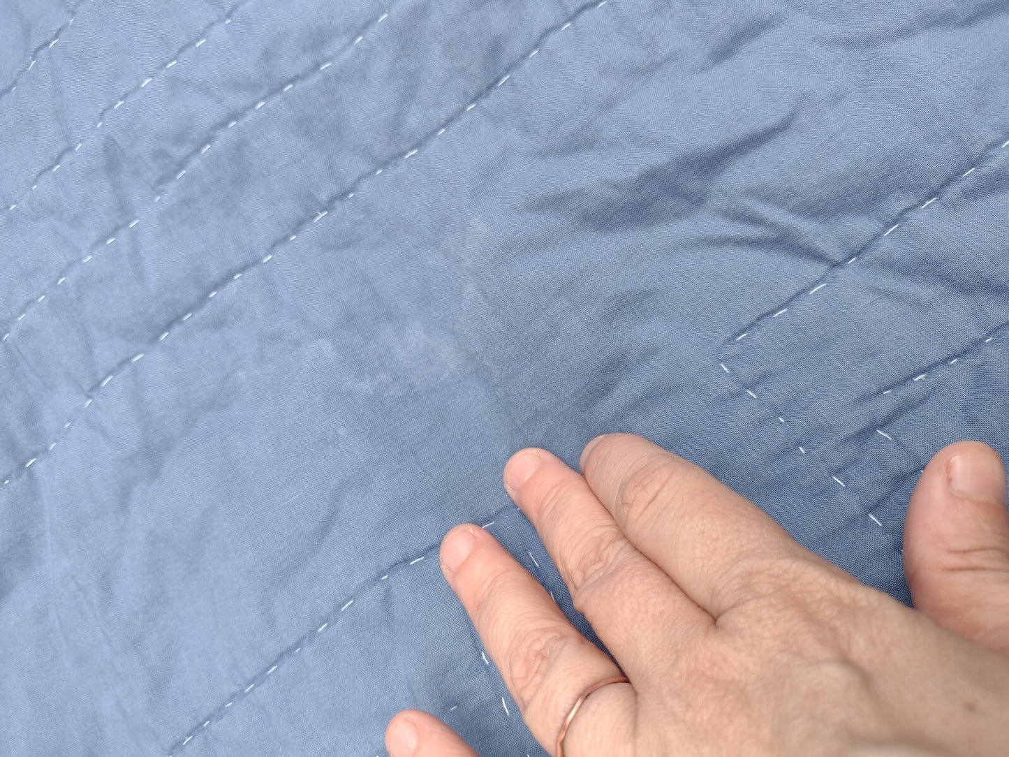 Woolrich Full Queen Quilt Blue Patchwork Plaid Reversible Cotton Farmhouse
