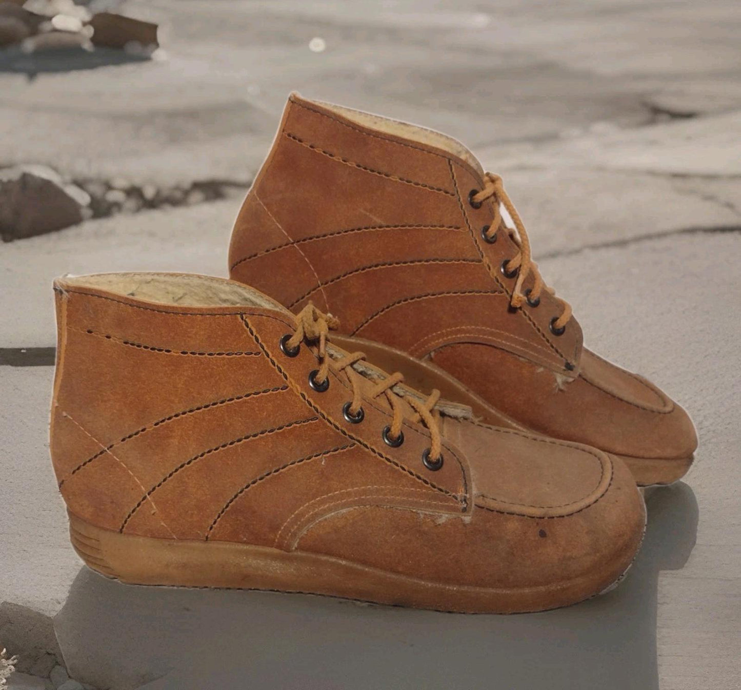 Vintage 70s Suede Sherpa Lined Lace Up Winter Booties Women’s 9.5 Brown