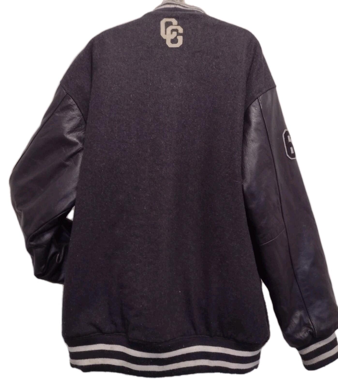 COOGI XXL Varsity Jacket Rainbow Stitch Script Logo Black
