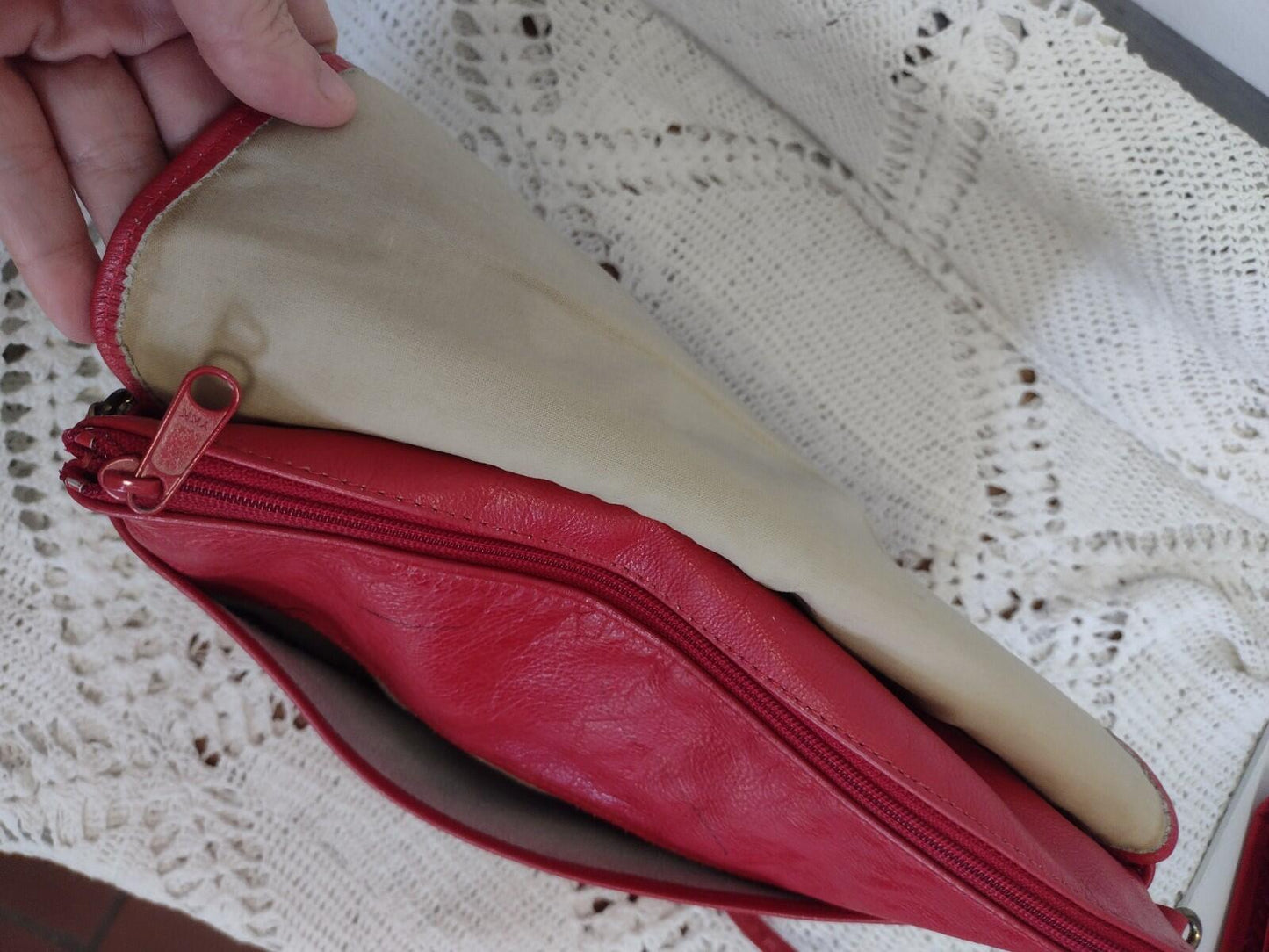 Set Of 2 VTG Red Leather & Straw Purses 80s Handmade Philippines Clutch Bag Lot