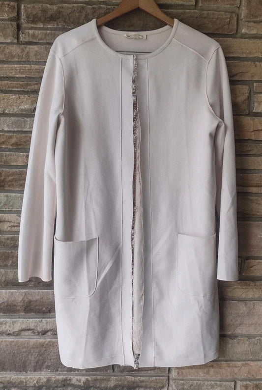 Cactus & Pearl Open Cardigan Duster Jacket XL Tailored Faux Suede Lace