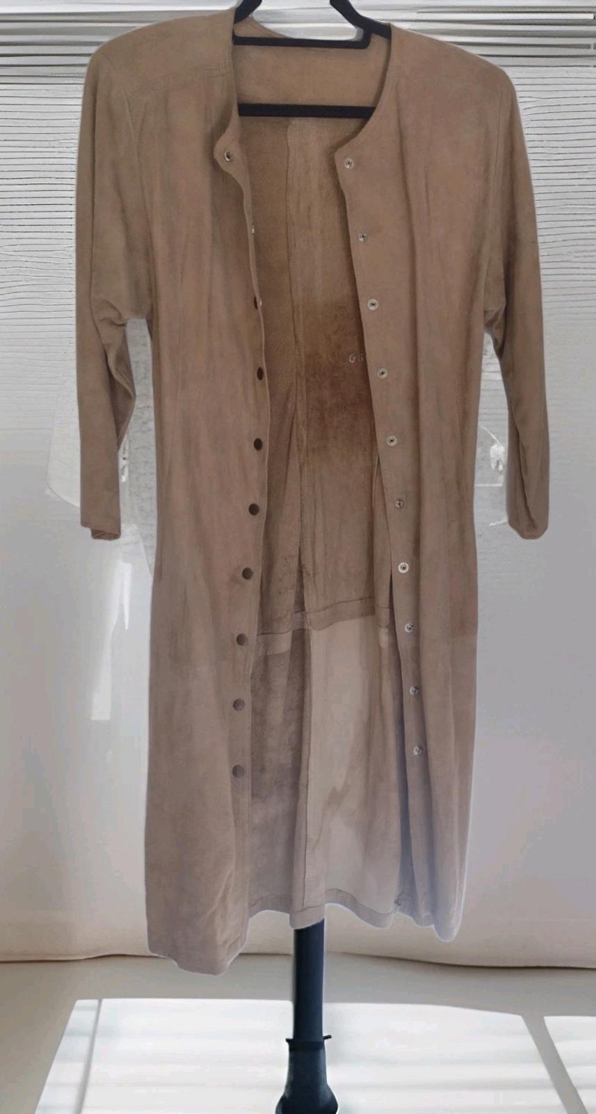 VTG 80s Firenze Santa Barbara Lambsuede Dress M | NZ Leather, Snap Front Pencil