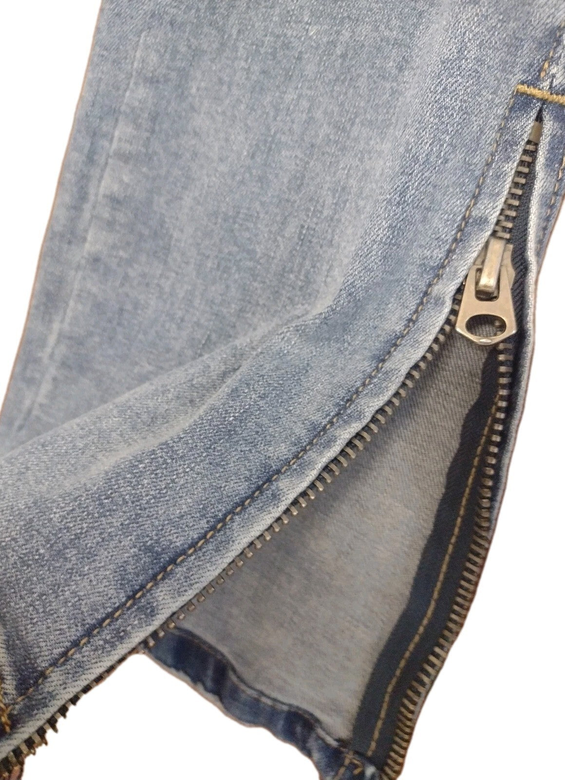 Grindhouse Denim NYC Distressed Jeans 38 Moto Zip Ankle Stretch Streetwear