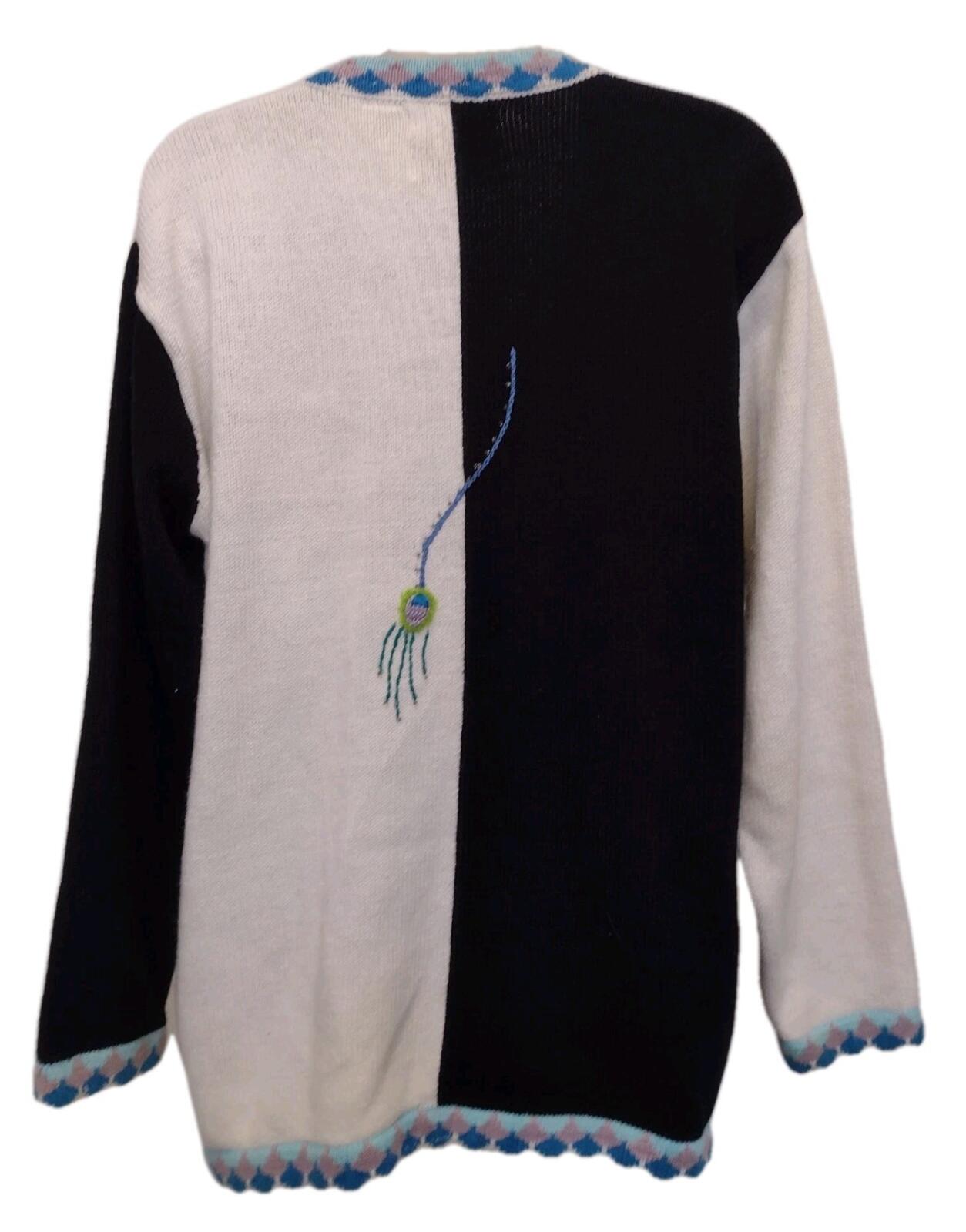 Storybook Knits Regal Plumage Peacock Cardigan L Embroidered