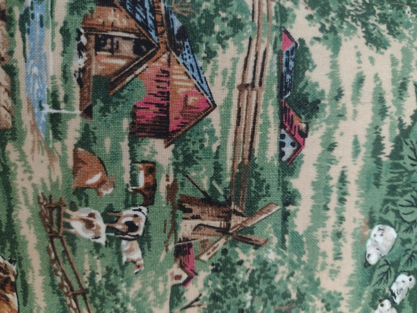 Vintage Joan Messmore Cranston Fabric Farm Animals Sunflowers 42x70