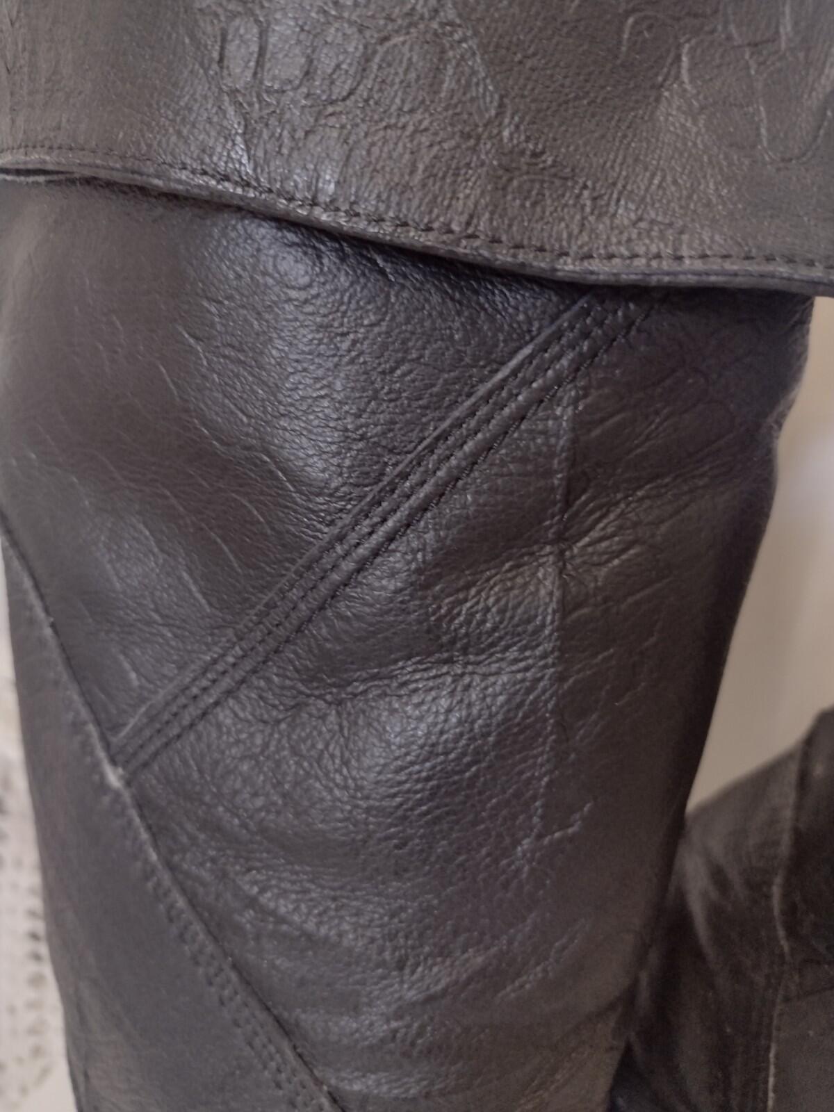 Vintage 70s Patchwork Leather Knee High Boots Faux Fur Lined Renaissance Sz 8