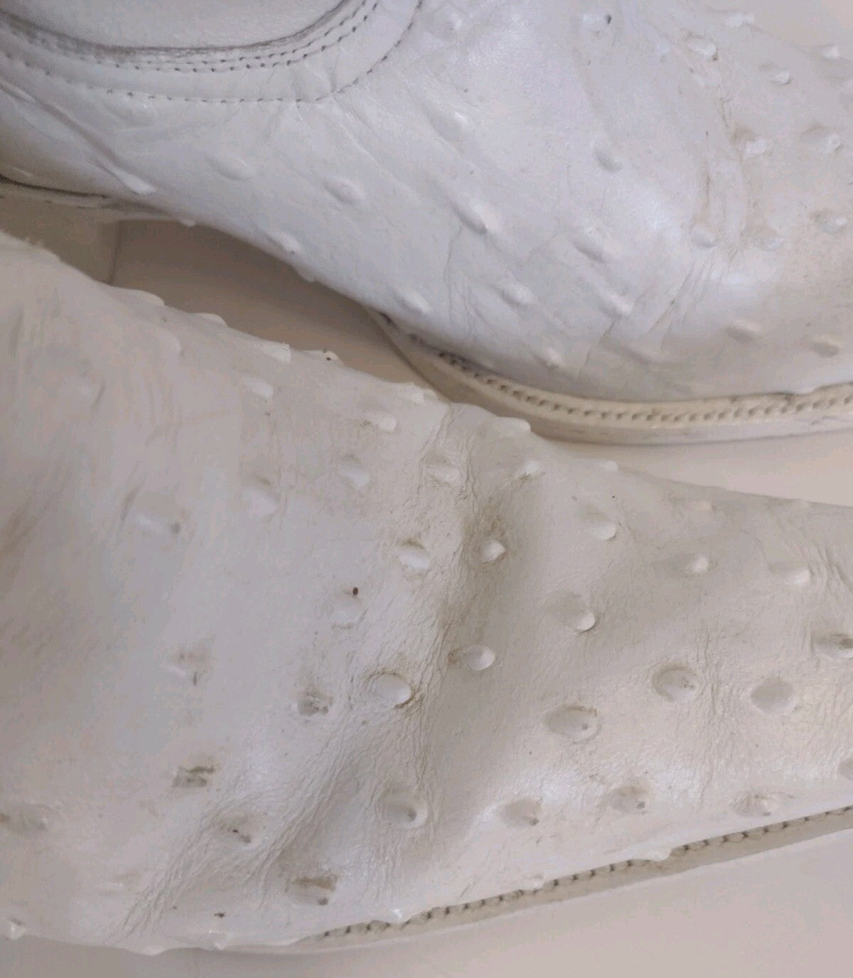 Vintage El General White Ostrich Cowboy Boots Eagle Snip Toe Western US 12