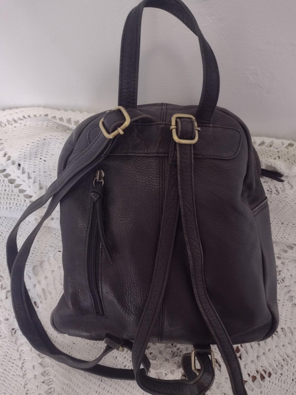 Great American Leather Works Black Leather Backpack Medium Multi Pocket