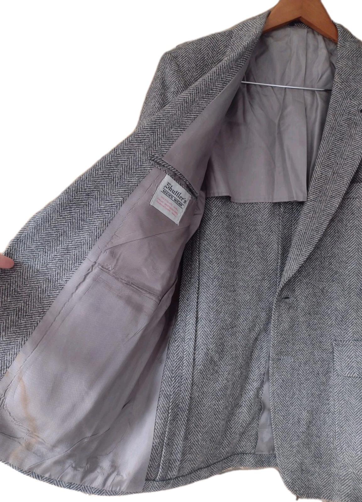 Vintage Shuttler's Menswear Wool Herringbone Tweed Blazer Jacket Size L USA