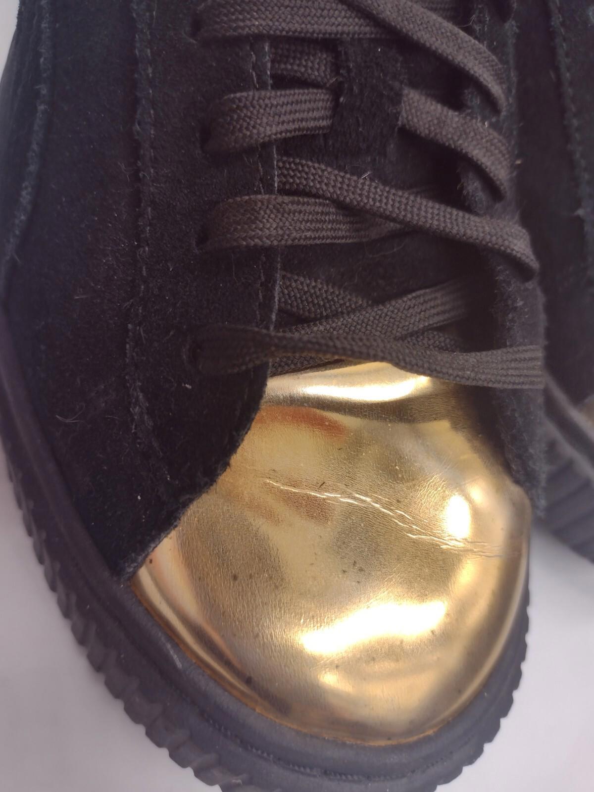 Puma Black Suede Gold Toe Platform Sneakers Sz 7.5 Women