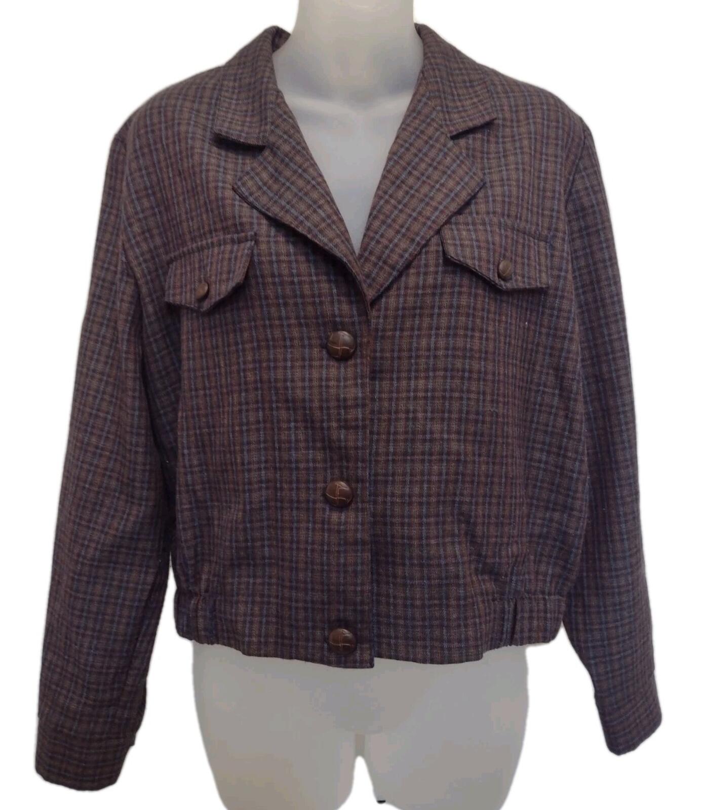 Vintage Torfay Plaid Cropped Jacket Sz 12 Rockabilly Style Made in USA