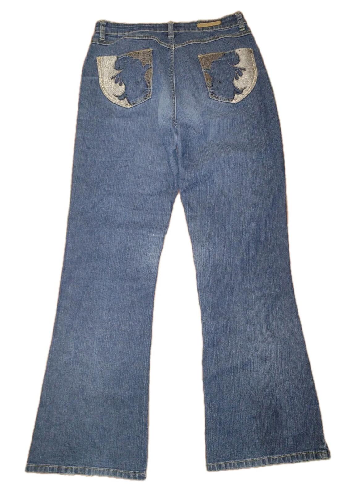 CosJeans Y2K Embroidered Rhinestone Denim Jeans Size 10 Missing Button