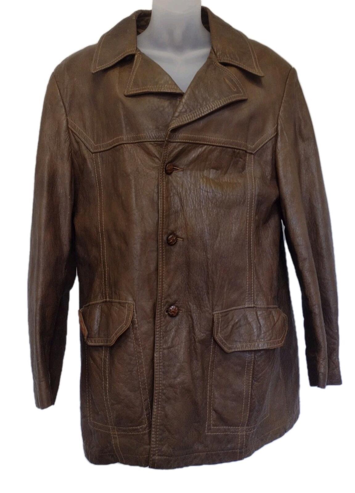 Grais Angel Skin Cabretta Leather Jacket 42R Zip Out Lining Made USA Brown
