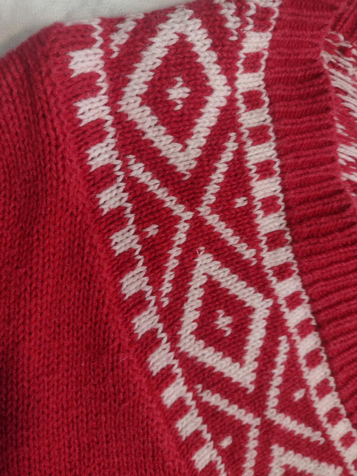 Rare 80s Vintage Venezia Red Nordic Ramie Cotton Sweater OSFA Hong Kong 80s