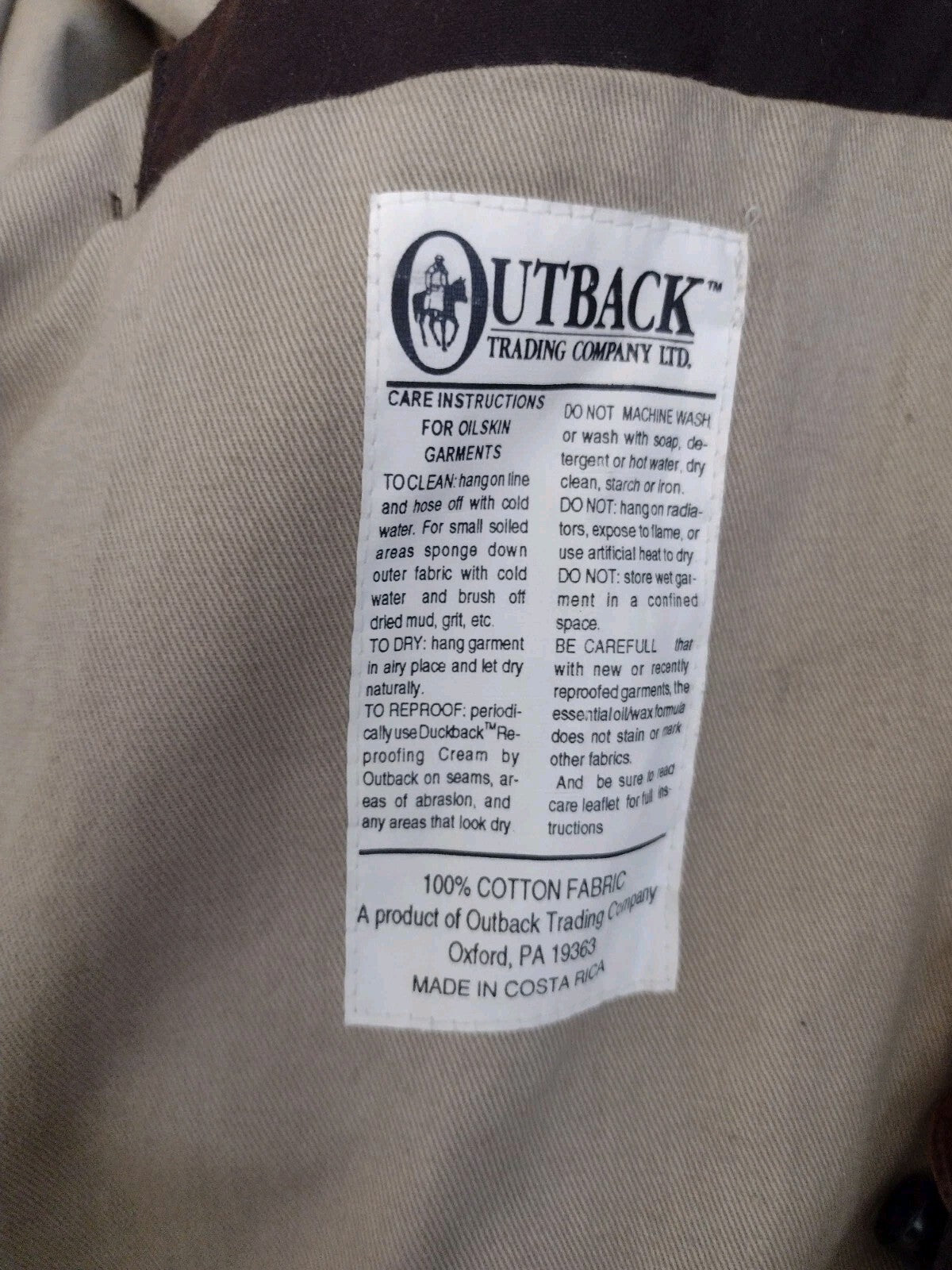 Vintage Outback Oilskin Drover Duster Coat Brown Western Ranch Equestrian L