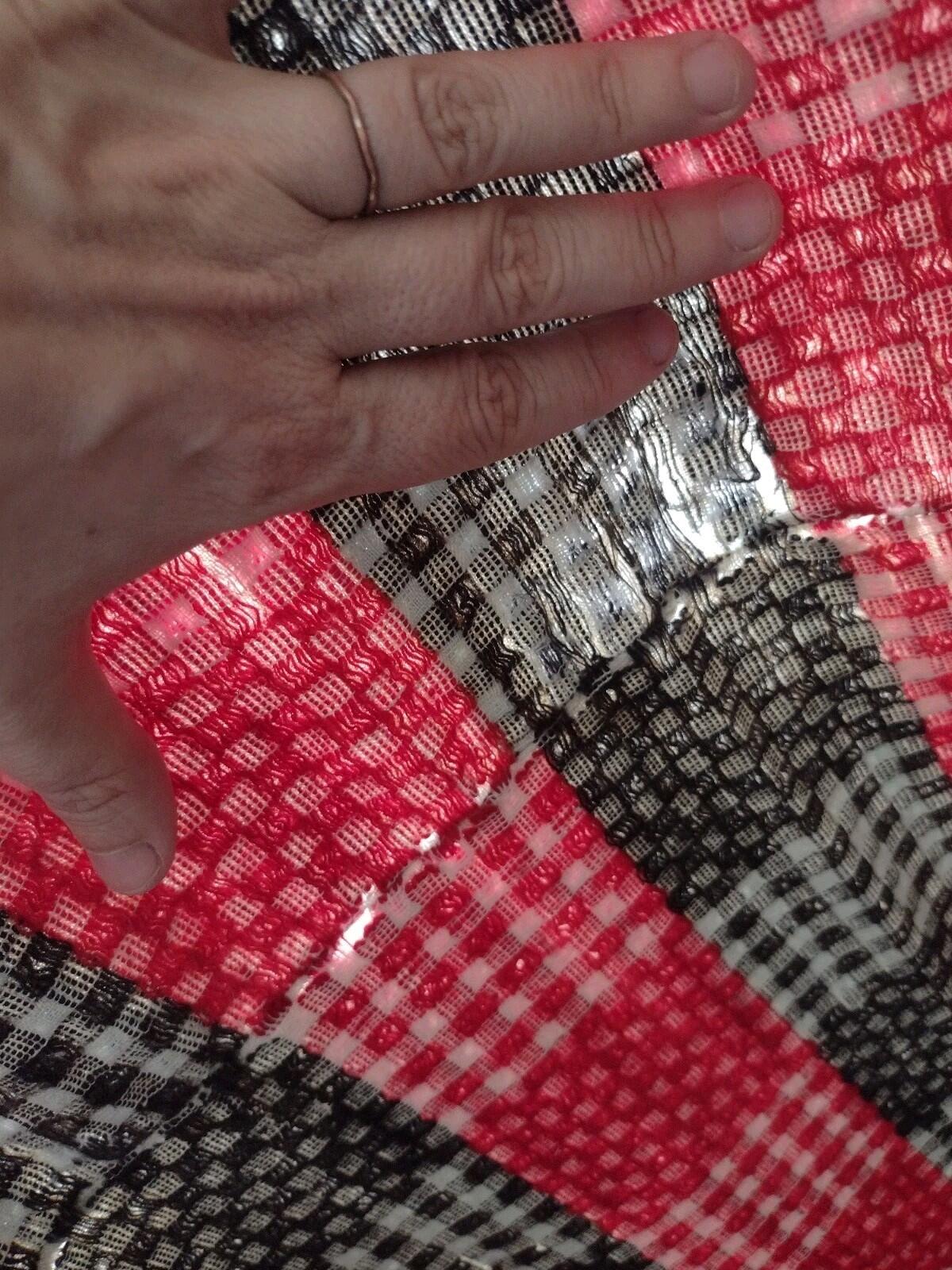 1930s Depression Wool Needlewoven Feed Sack Throw Blanket Red Black Folk 82x60