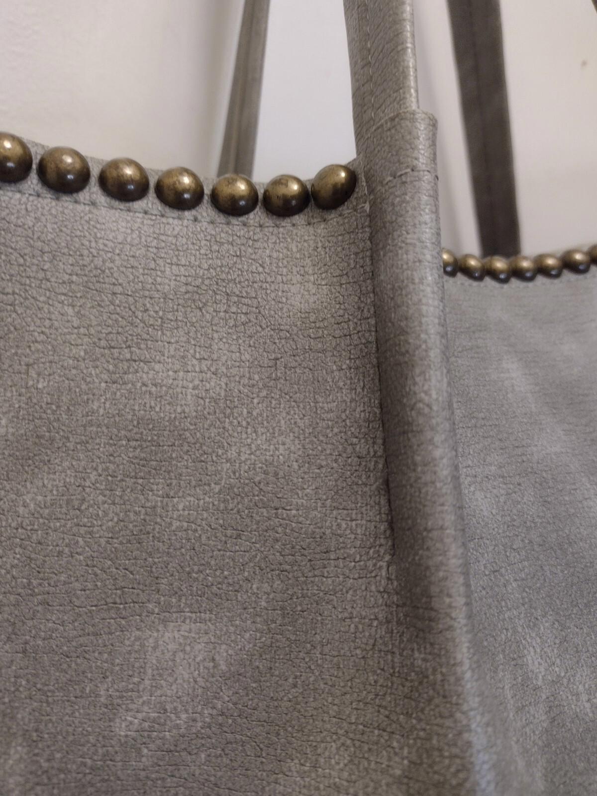 B-Low the Belt Gray Vegan leather tote bag W Brass Studs