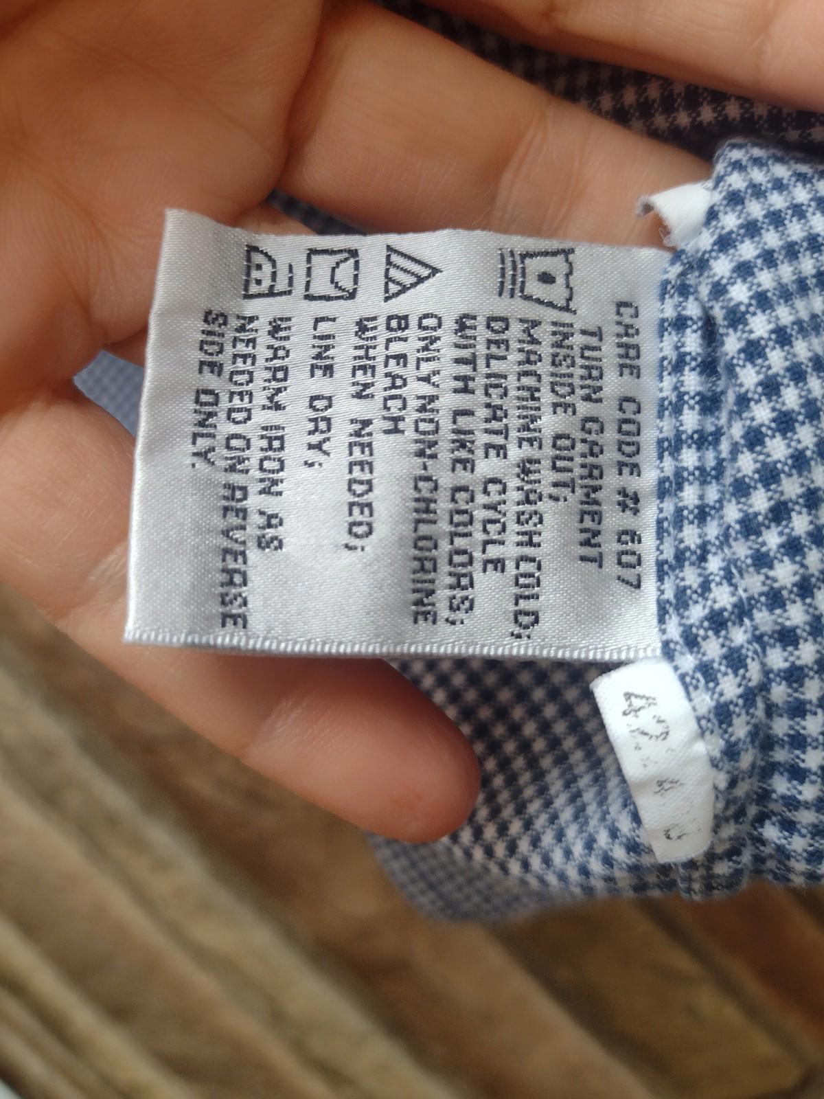 Victoria Jones Vintage Woman’s 100% Cotton Floral Blue Gingham Button Up Shirt L