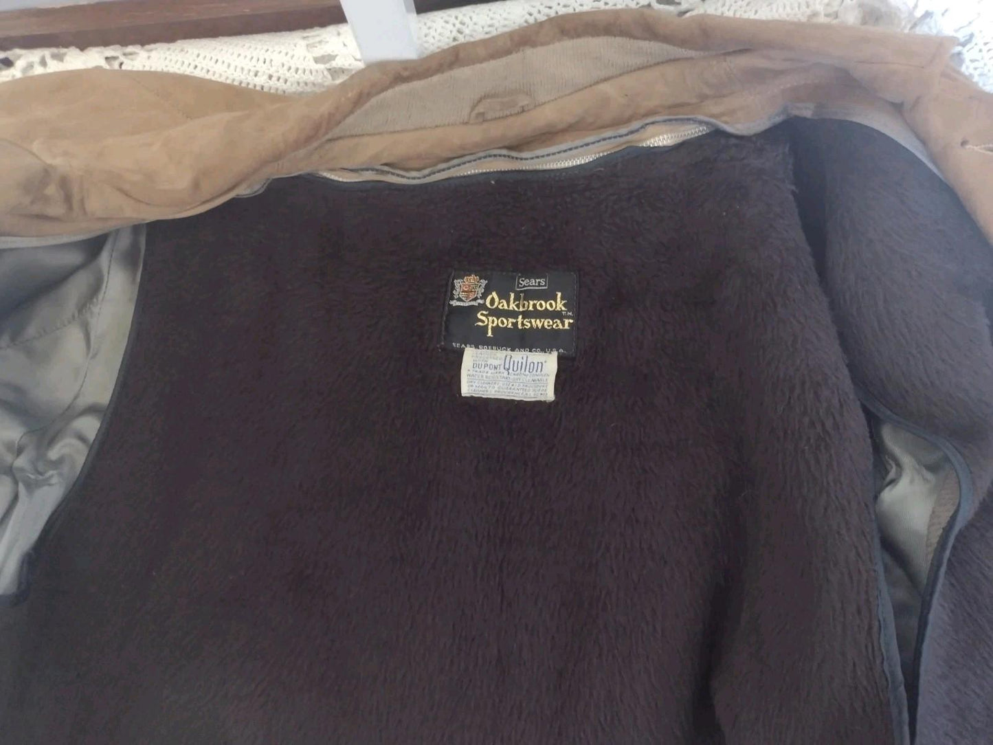 Vintage 60s Sears Oakbrook Suede Jacket M Zip Out Faux Fur Lining Quilon USA