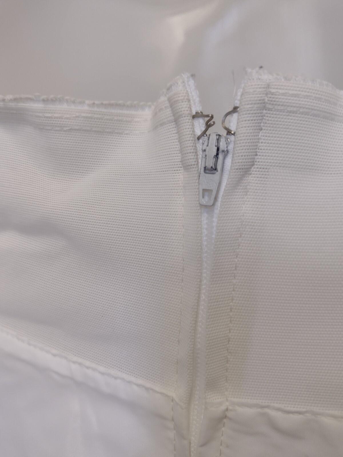 Vintage 50s Ele‑Sue Full Length Nylon Petticoat Slip White Tiered Net Size 10