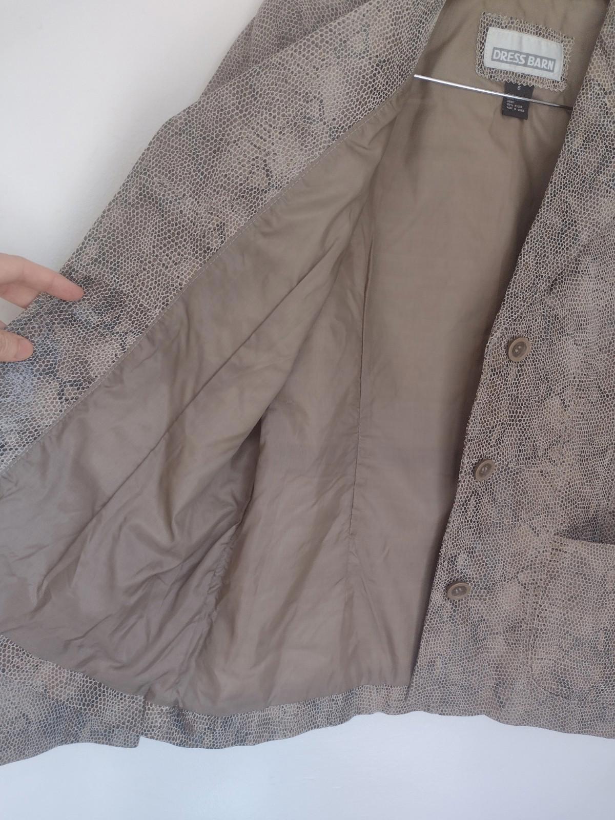 Y2k Deadstock Dress Barn Sz 6 Suede Leather Jacket Embossed Snakeskin Sheen