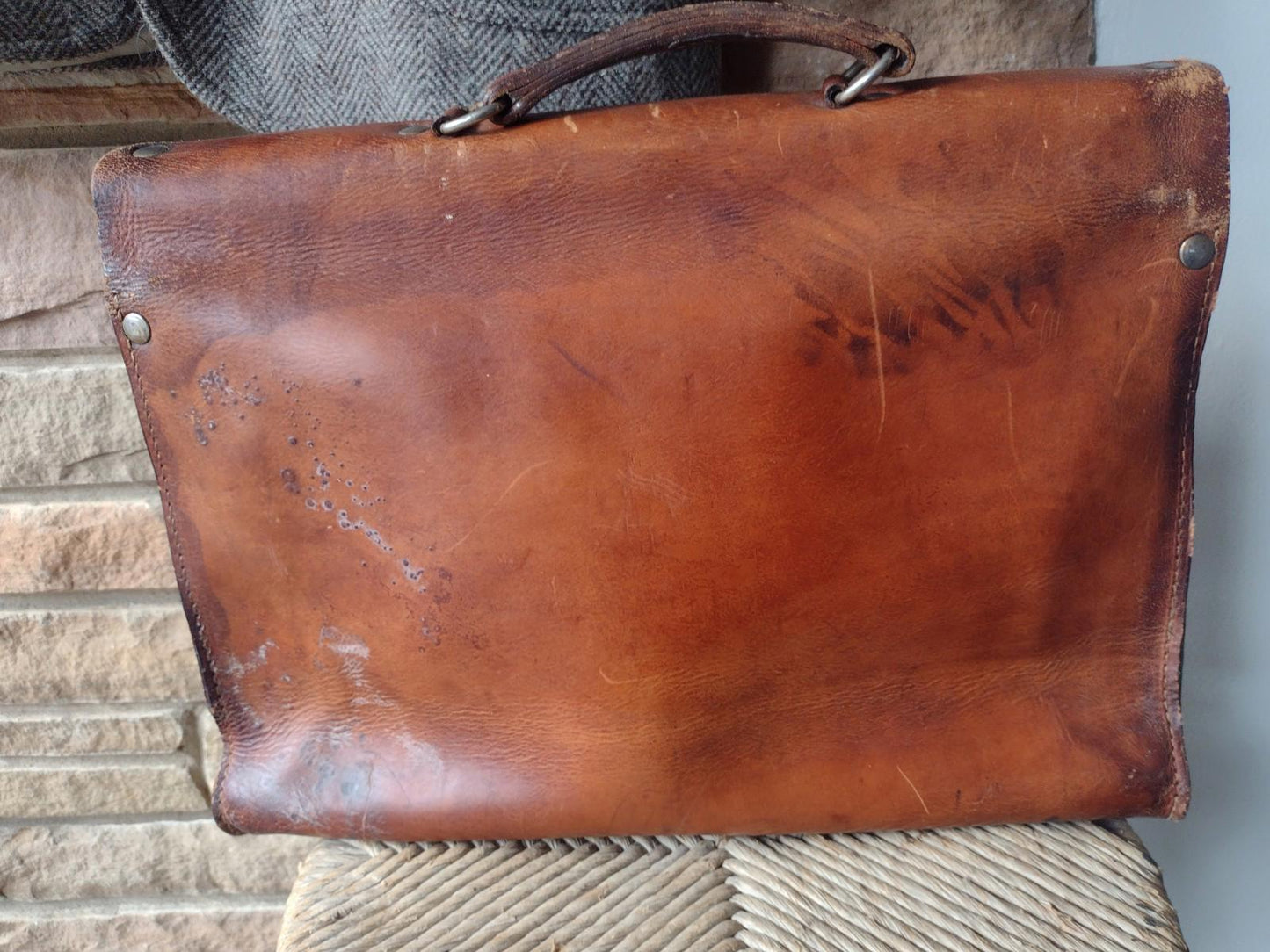 Pre-Digital Gentleman Bundle: 1930s Satchel + Pendleton Wool Jacket Sz 44
