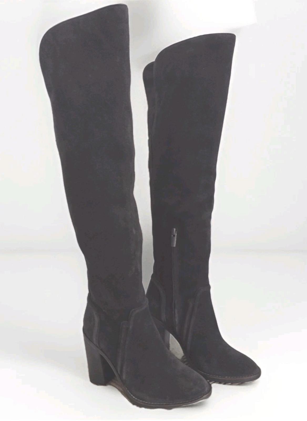 Vince Camuto Melaya Knee High Boot Off Black Suede Size 5.5 M Fits Like 6