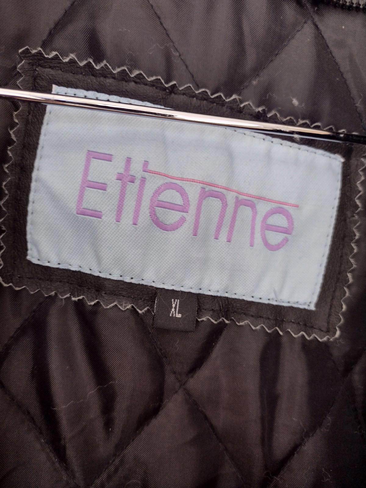 Vintage Etienne L Black Leather Jacket Quilted Lining Brass Zip Faux Fur Cuffs