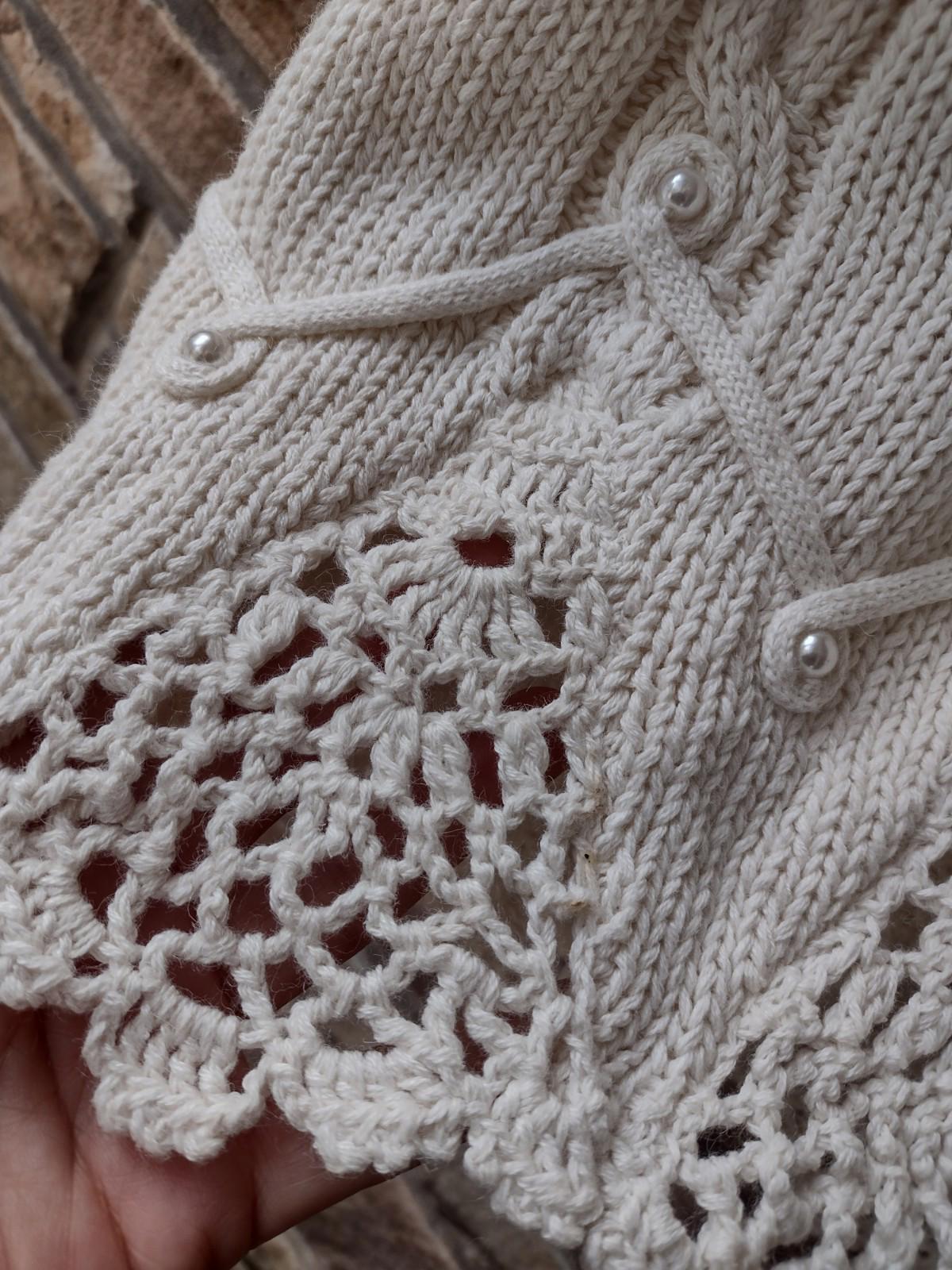 Vintage Meeting Street Ramie Cotton Embroidered Cardigan M Deadstock Lace Knit