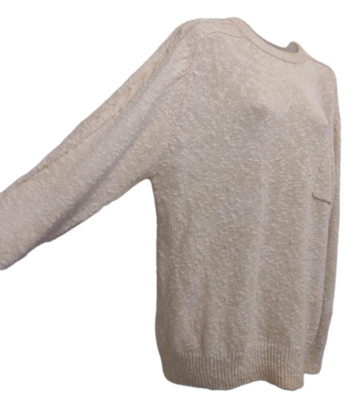 Vintage Allen Solly Linen Cotton Textured Knit Sweater Cream M Hong Kong