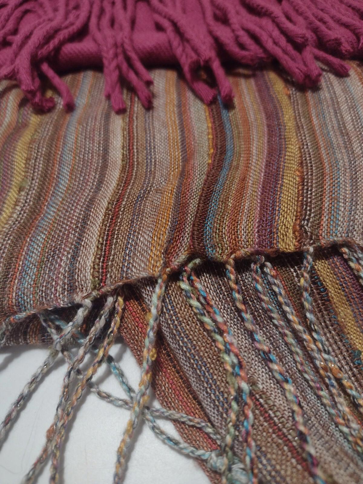 Lot Of 3 Scarves Scarf Lot Multicolor Stripe, Solid Fuchsia & Multicolor Knit
