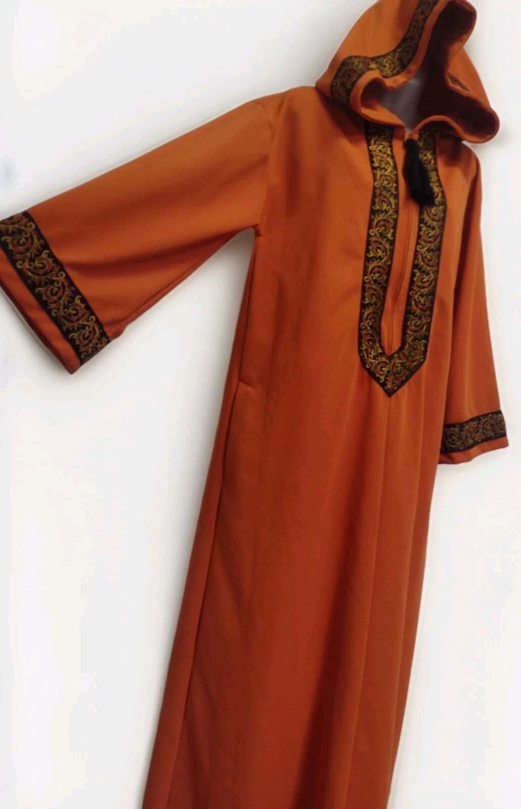 Vintage 70s Handmade Medieval Hooded Robe Caftan Renaissance LARP Wizard Maxi M